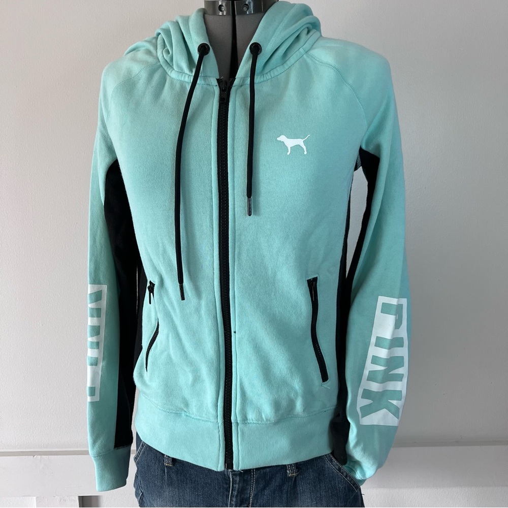 PiNK Victoria Secret Mint Green Zip Up
Sweatshirt Hoodie- Small